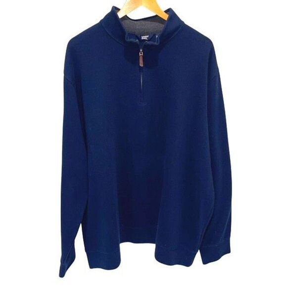 Lands End Mens 1/4 Zip Mock Neck‎ Pullover Sweater Navy Blue Size 3XL Tall - Picture 1 of 8